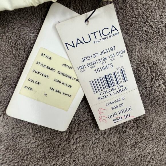 Vintage 90s Nautica Mens XL Sailing Windbreaker Raincoat NS-83 Hooded White - Picture 5 of 15